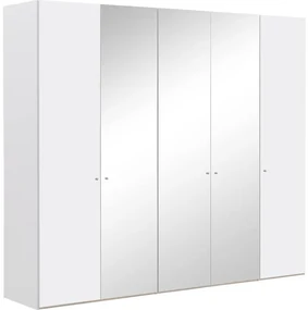 Goossens Kledingkast Easy Storage Ddk, Kledingkast 253 cm breed, 220 cm hoog, 2x draaideur en 3x spiegel draaideur midden