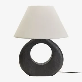 Joana Mangohouten Tafellamp Gewoon Zwart & Wit Ø40 Cm Menorca - Sklum
