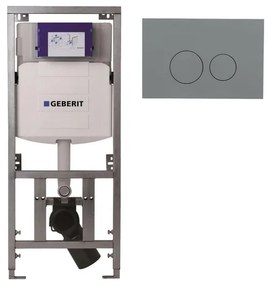 Geberit Inbouwreservoir - UP320 - QeramiQ push bedieningsplaat - dualflush - ronde knoppen - kunststof licht grijs SW1102374/0701131