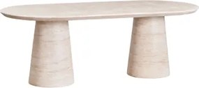 Ovale Tuin Tafel 220x95 Cm In Cement Noemi Look Travertino - Sklum
