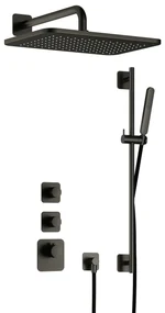 Hotbath Gal IBS40BGP High Flow inbouwdouche met glijstang en 27x40cm hoofddouche geborsteld gunmetal PVD