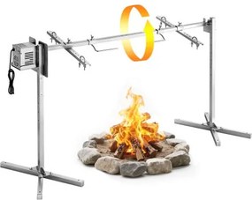 VEVOR Lamsgrill 38 W 60 kg 1422,4 mm Rotisserie Spits Speenvarken Grill Roestvrij Staal voor Tuinfeesten, Bruiloften, Camping en Festivals, 3 RPM met 8 Hoogte-instellingen, 1825 x 535 x 860 mm, SUS304 Vork, 45° Stand