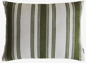 Rechthoekig Kussen 30x40 Cm In Norvek-linnen Intens Olijfgroen - Gardenia Wit - Sklum