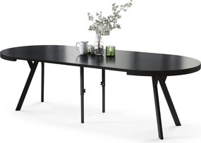 EXPANSO Czarny Mat/zwarte poten - GROTE RONDE TAFEL Ø110 UITBREIDBAAR TOT 310 cm met Y-POTEN LOFT/INDUSTRIAL
