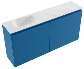 Mondiaz Ture DLux toiletmeubel 100cm jeans met wastafel opalo links met kraangat