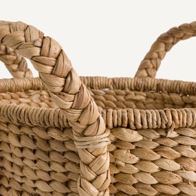 Hoge, ronde mand met 4 handvatten in waterhyacint, Tima