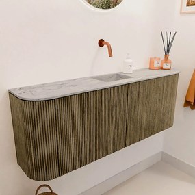 Mondiaz Joya DLux 115cm toiletmeubel ronding links/rechts dusk met wastafel faye midden zonder kraangat glace