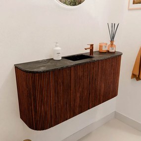 Mondiaz Joya DLux 95cm toiletmeubel ronding links/rechts ruby met wastafel faye midden 1 kraangat lava