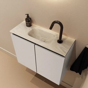 Mondiaz Ture DLux toiletmeubel 60cm linen met wastafel ostra midden met kraangat