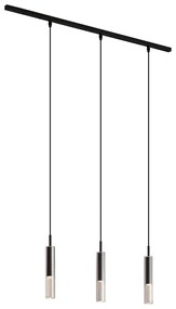 Modern railsysteem zwart met 3 hanglampen zwart met smoke glas 1-fase - Slimline Loyce Modern G9 Binnenverlichting Lamp