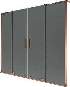 Mexen Velar L Duo badwand 2-delige schuifwand 170 x 150 cm, grafiet, roze goud - 896-170-003-42-60