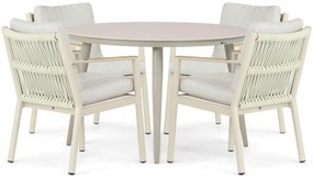 Tuinset Ronde Tuintafel 4 personen 120 cm Aluminium/rope Taupe Coco Sevilla/Vienna