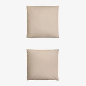 Pack Van 2 Kussenslopen Van 180-draads Perkal Katoen Lesia Tapioca Beige & 60 X 60 Cm - Sklum