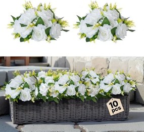 VEVOR Kunstbloemen 10 stuks, boeket met bloemenbal, 240 x 240 x 120 mm, tafeldecoratie met bruidsrozen, zijden rozen voor bruiloftstafels en tafeldecoraties thuis, wit