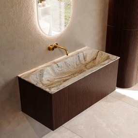 Mondiaz Kurve-dlux 100cm badmeubel ruby met 1 lade en wastafel big medium midden zonder kraangat glace
