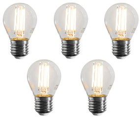 Set van 5 E27 dimbare LED lampen filament G45 helder 4W 470 lm 2700K