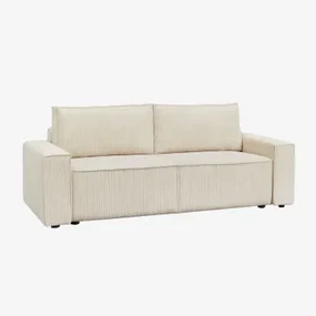 Tampere Gestoffeerde 3-zits Slaapbank Corduroy Beige – Crème - Sklum