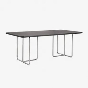Rechthoekige Eettafel In Mdf En Roestvrij Staal Tento Zwart Essenfineer & 200 X 100 Cm - Sklum
