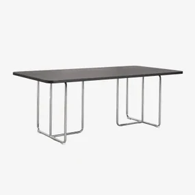 Rechthoekige Eettafel In Mdf En Roestvrij Staal Tento Zwart Essenfineer & 200 X 100 Cm - Sklum