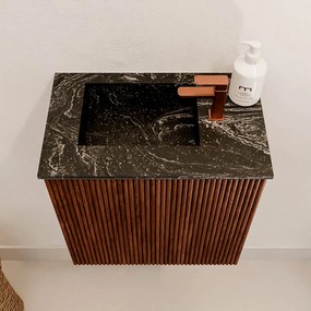 Mondiaz Joya DLux 40cm toiletmeubel ruby met wastafel faye links 1 kraangat lava