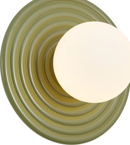 Retro wandlamp groen met opaal rond 20cm IP44 - Lila