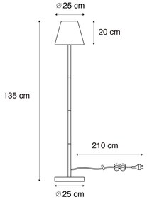 Smart Moderne buiten vloerlamp zwart kap wit incl. Wifi A60 - Virginia Design E27 IP65 Buitenverlichting