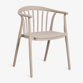 Set Van 2 Stapelbare Tuinstoelen Met Armleuningen Van Ivoorkleurig Polypropyleen Moka Bruin - Sklum