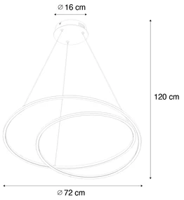 Design hanglamp goud 72 cm incl. LED 3-staps dimbaar - Rowan Design rond Binnenverlichting Lamp