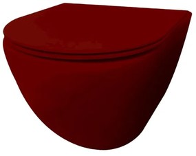 Best Design morrano-49-zonder-spoelrand wandcloset blinde bevestiging incl. zitting mat-donkerrood donkerrood mat 4016840