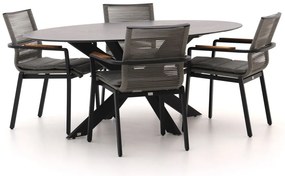 + 10% kassakorting | Diningset Bellagio | 4 personen sintered stone | Tuinset stapelbaar | 5-delig | Kees Smit Tuinmeubelen