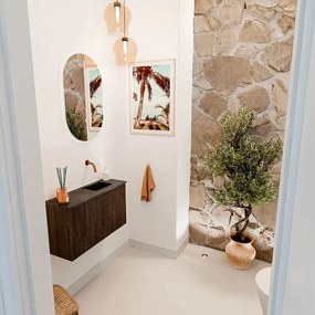 Mondiaz Joya DLux 70cm toiletmeubel walnut met wastafel faye rechts zonder kraangat lava