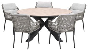 Garden Impressions Pemba tuinset 6-delig - Tulli tuintafel Ø148x75 cm - light teak vironwood