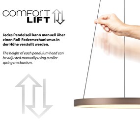 Design hanglamp brons incl. LED dimbaar easylift - Hoop rond Binnenverlichting Lamp