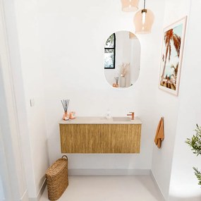 Mondiaz Joya DLux 100cm toiletmeubel oak met wastafel faye rechts 1 kraangat frappe