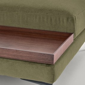 Voetensteun met dienblad, in stonewashed fluweel, MODERNISTE, ontwerp Emmanuel Gallina