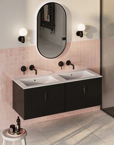 Muebles Raya badmeubel ribbelfront 120cm zwart mat met witte wastafel zonder kraangat