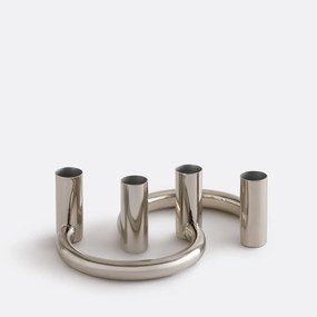 Set van 2 verchroomde ijzeren kandelaars, hoogte 6,5 cm, ORNÉO