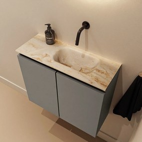 Mondiaz Ture DLux toiletmeubel 60cm smoke met wastafel frappe rechts zonder kraangat