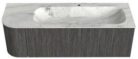 Mondiaz Kurve-dlux 135cm badmeubel ronding links shadow met 1 lade en deur en wastafel big medium kraangat rechts opalo