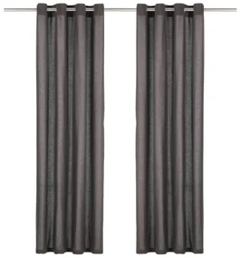 vidaXL Gordijnen met metalen ringen 2 st 140x245 cm katoen antraciet