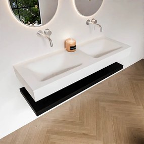 Zaro Alan badmeubel 130cm met planchet urban en vrijhangende wastafel cloud dubbel zonder kraangat talc