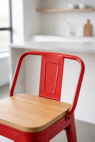 Kruk Torix met rugleuning van natuurlijk hout