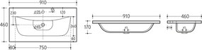 Comad Sky keramische wastafel 90cm wit glans