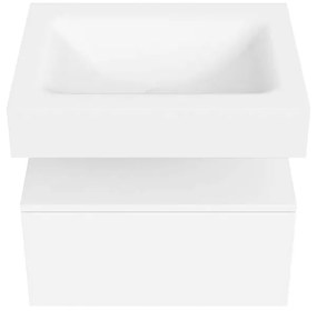 Zaro Alan badmeubel 60cm talc 1 lade met vrijhangende wastafel cloud midden 1 kraangat talc