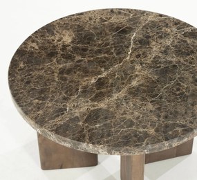 Ronde Salontafel Bruin Marmer 60 Cm - 60 X 60cm.