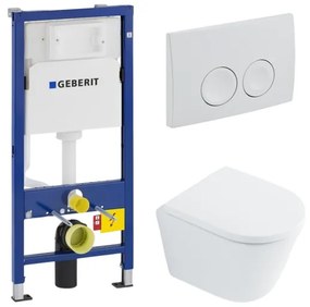 QeramiQ Dely Toiletset - Geberit UP100 inbouwreservoir - witte bedieningsplaat - softclose toilet zitting 35 mm - glans wit SW1026255/SW1159505/SW730486/0701174