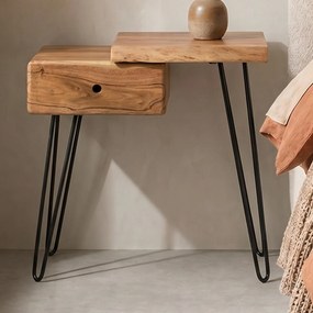 Boomstam Nachtkastje Met Lade Links - 60x32x59cm.