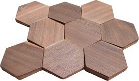 Houten Mozaïekpaneel | Walnoot Tropical | 26×30 cm | Hout | Tegel