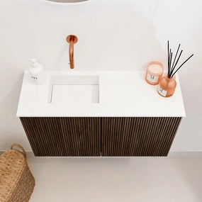 Mondiaz Joya 70cm toiletmeubel walnut met wastafel faye links zonder kraangat talc
