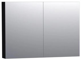 Saniclass Dual Spiegelkast - 100x70x15cm - 2 links- rechtsdraaiende spiegeldeur - MDF - hoogglans zwart 7165